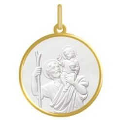 Médaille Saint Christophe - Or Jaune 18ct & Nacre