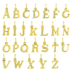 Pendentif Initiale Zirconium - Or Jaune 18ct