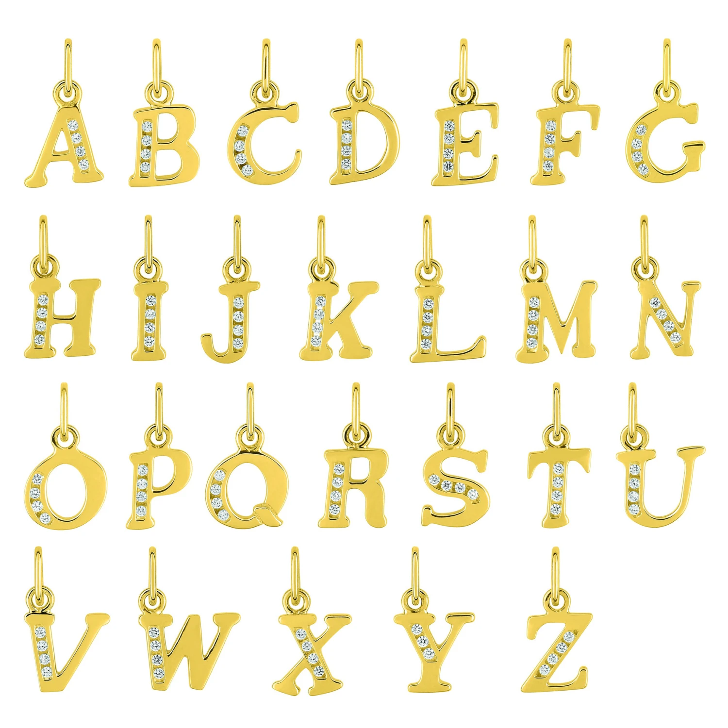 Pendentif Initiale Zirconium - Or Jaune 18ct 3 Pendentif Initiale Zirconium - Or Jaune 18ct