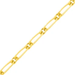 Chaine Gourmette Cheval Alternée - Or Jaune 9ct
