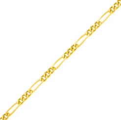 Chaine Gourmette Cheval Alternée Triple - Or Jaune 9ct