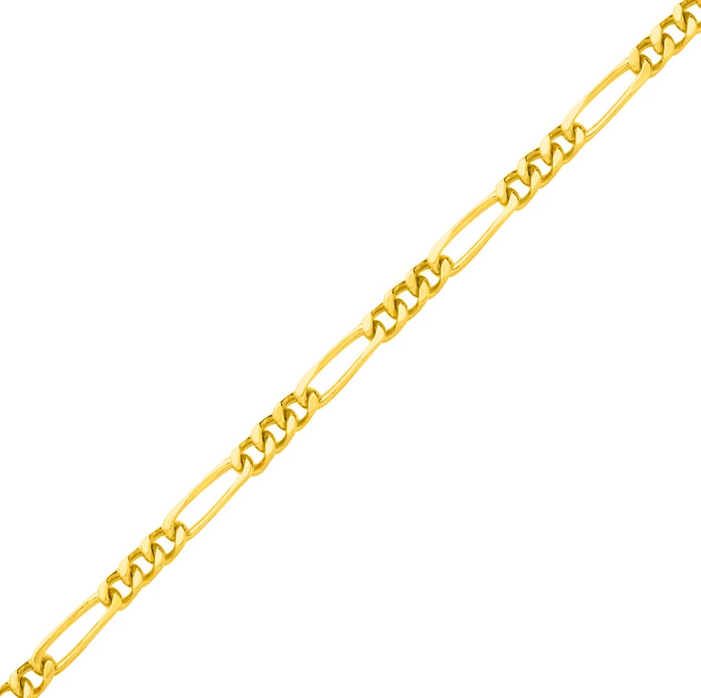 Chaine Gourmette Cheval Alternée Triple - Or Jaune 9ct 3 Chaine Gourmette Cheval Alternée Triple - Or Jaune 9ct