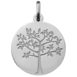 Médaille Arbre De Vie Printanier - Or Blanc 9ct