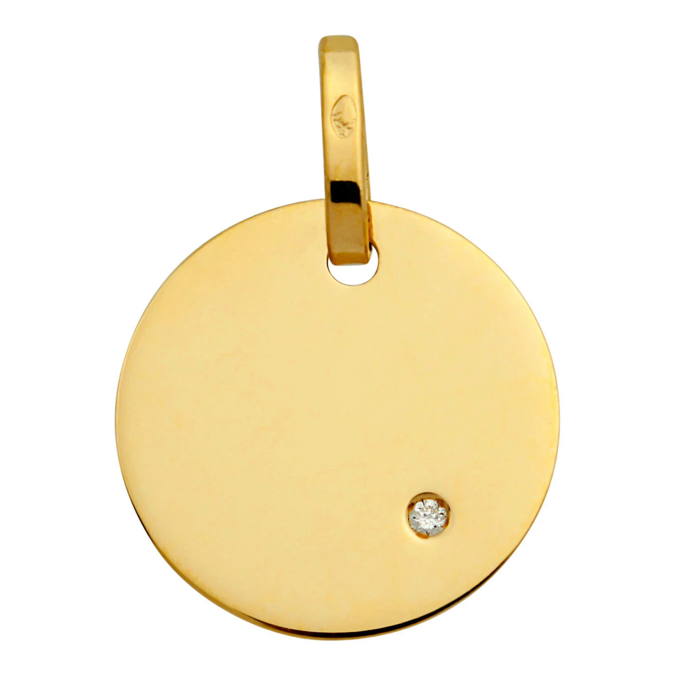 Pendentif Plaque Ronde - Diamant & Or Jaune 18ct 3 Pendentif Plaque Ronde - Diamant & Or Jaune 18ct