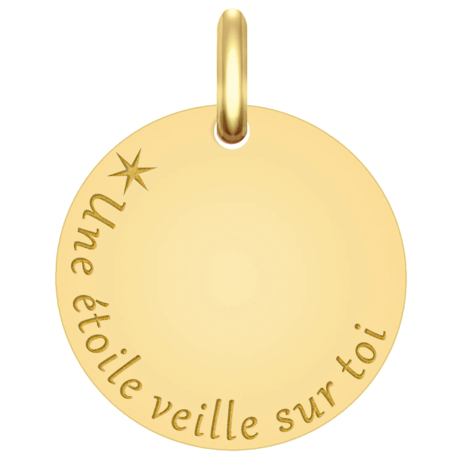 Médaille Une étoile Veille Sur Toi - Or Jaune 9ct 3 Médaille Une étoile Veille Sur Toi - Or Jaune 9ct