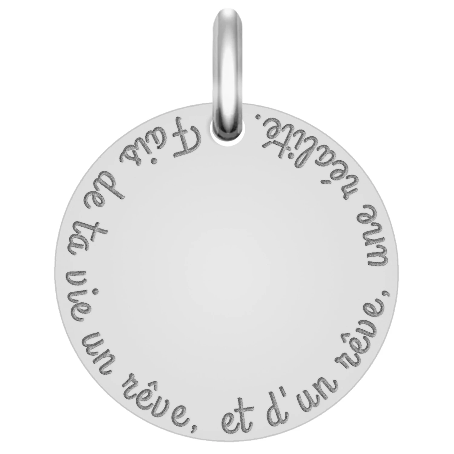 Médaille Fais De Ta Vie Un Rêve - Or Blanc 18cts 3 Médaille Fais De Ta Vie Un Rêve - Or Blanc 18cts