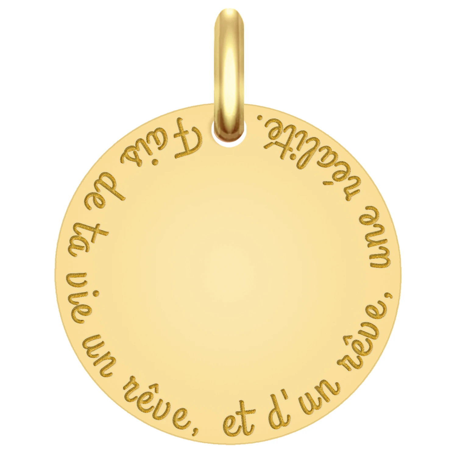 Médaille Fais De Ta Vie Un Rêve - Or Jaune 9cts 2 Médaille Fais De Ta Vie Un Rêve - Or Jaune 9cts