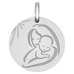Médaille Vierge à L'enfant Douceur - Or Blanc 18ct