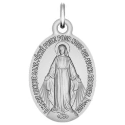 Médaille Vierge Miraculeuse Personnalisable - Or Blanc 18ct