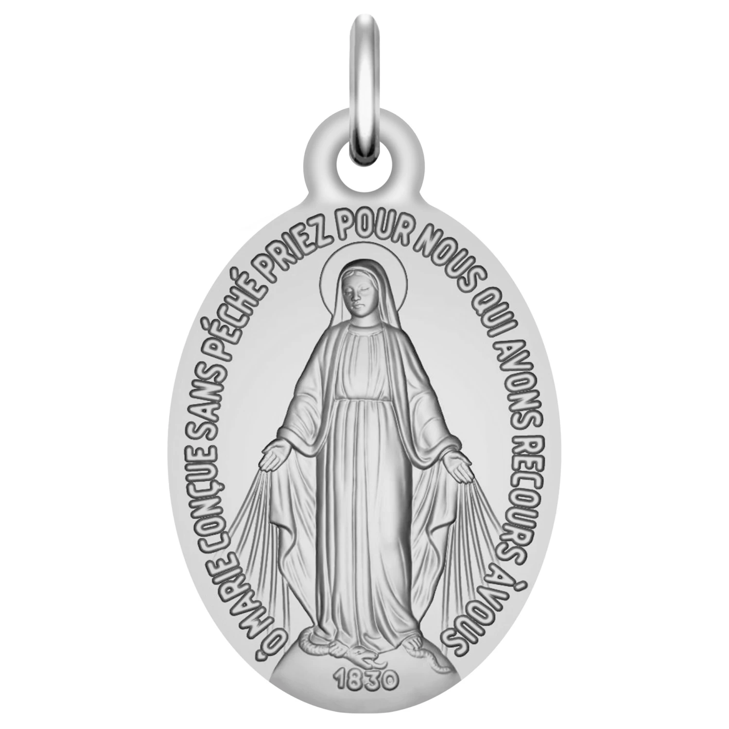 Médaille Vierge Miraculeuse Personnalisable - Or Blanc 18ct 3 Médaille Vierge Miraculeuse Personnalisable - Or Blanc 18ct