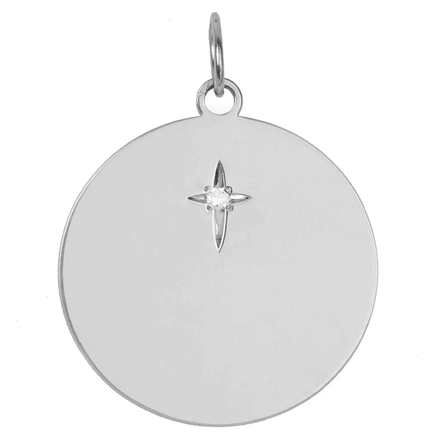 Médaille étoilée - Diamant & Or Blanc 18ct 3 Médaille étoilée - Diamant & Or Blanc 18ct