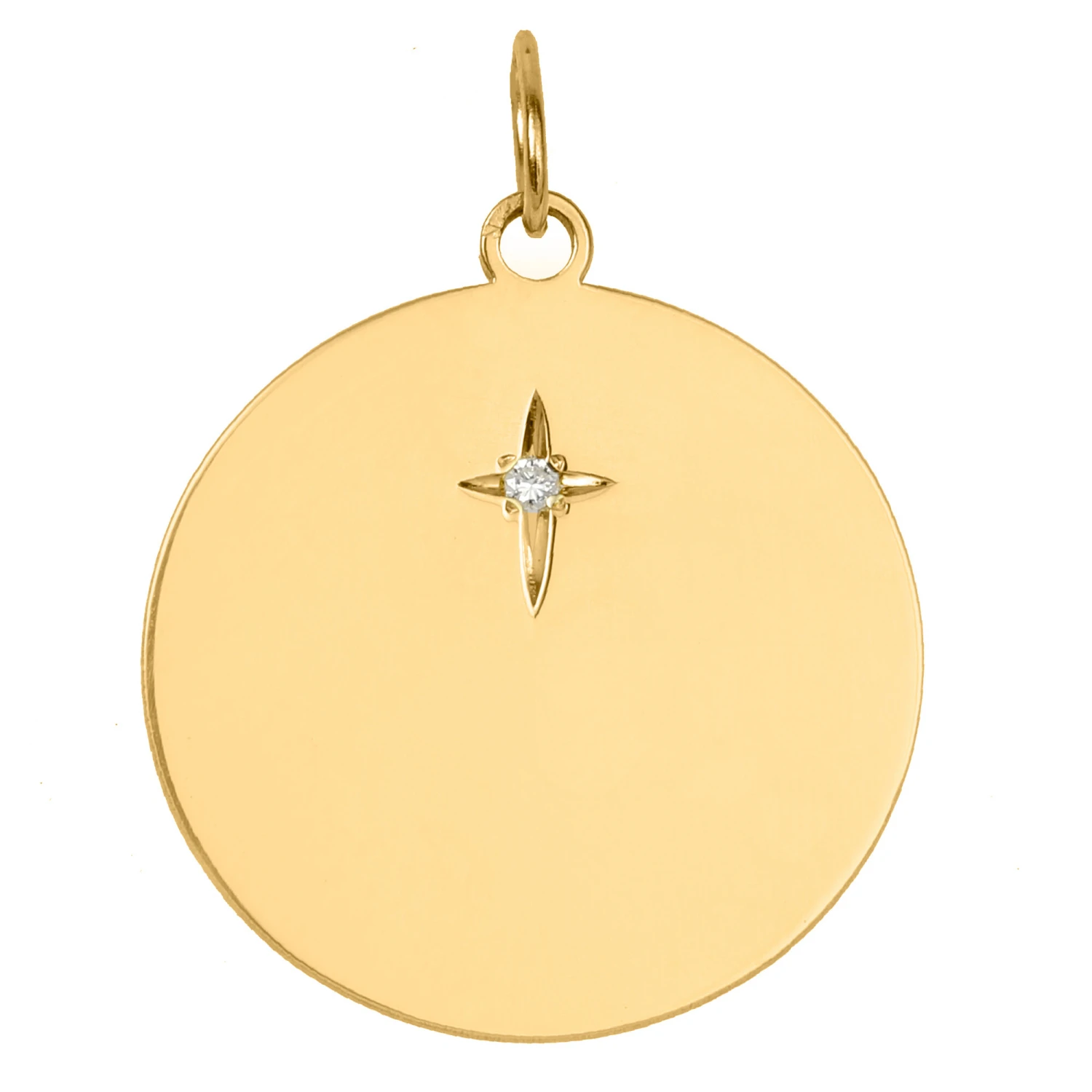 Médaille étoilée - Diamant & Or Jaune 18ct 3 Médaille étoilée - Diamant & Or Jaune 18ct