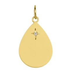 Pendentif Goutte étoilée - Diamant & Or Jaune 18ct