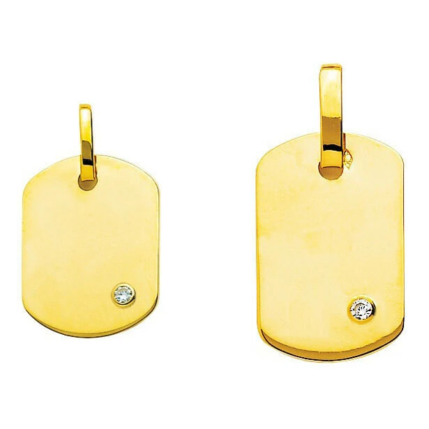 Pendentif Plaque Tonneau - Diamant & Or Jaune 18ct 4 Pendentif Plaque Tonneau - Diamant & Or Jaune 18ct – Image 2