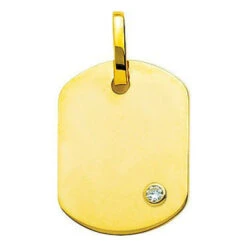 Pendentif Plaque Tonneau - Diamant & Or Jaune 18ct