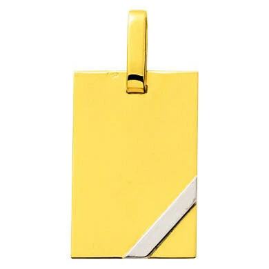 Pendentif Plaque Barrette - Or Jaune Et Or Blanc 18ct 3 Pendentif Plaque Barrette - Or Jaune Et Or Blanc 18ct