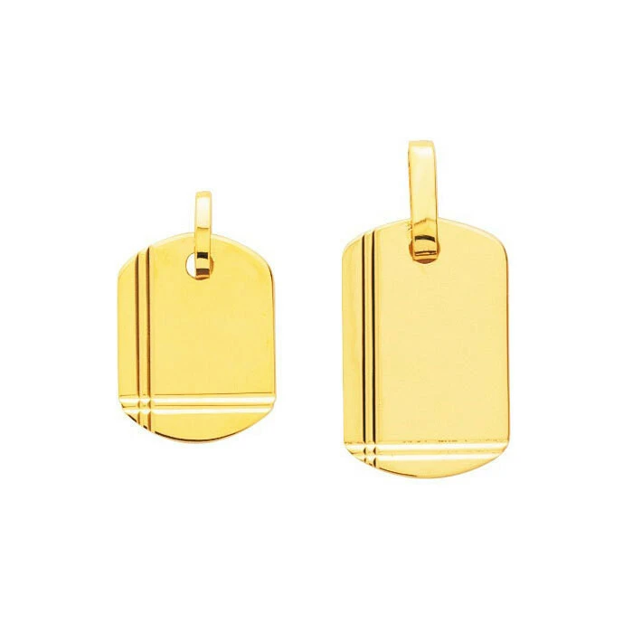 Pendentif Plaque Tonneau Striée - Or Jaune 18ct 4 Pendentif Plaque Tonneau Striée - Or Jaune 18ct – Image 2