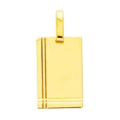 Pendentif Plaque Striée - Or Jaune 18ct