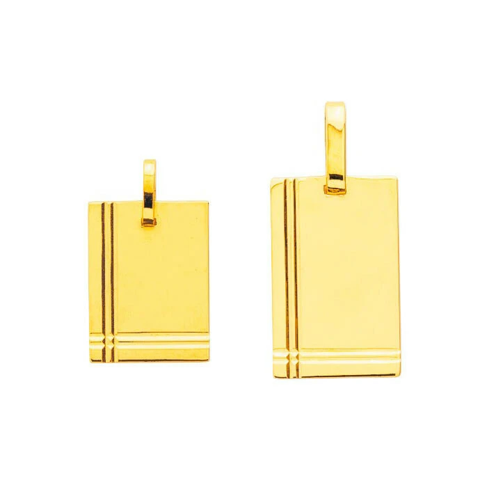 Pendentif Plaque Striée - Or Jaune 18ct 4 Pendentif Plaque Striée - Or Jaune 18ct – Image 2