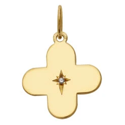 Pendentif Croix étoilée - Diamant & Or Jaune 18ct